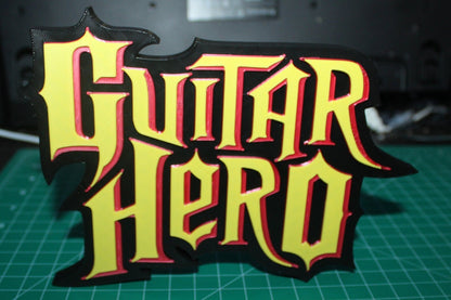 Guitar Hero 3D printed Logo Sign Wall Desk Shelf Art