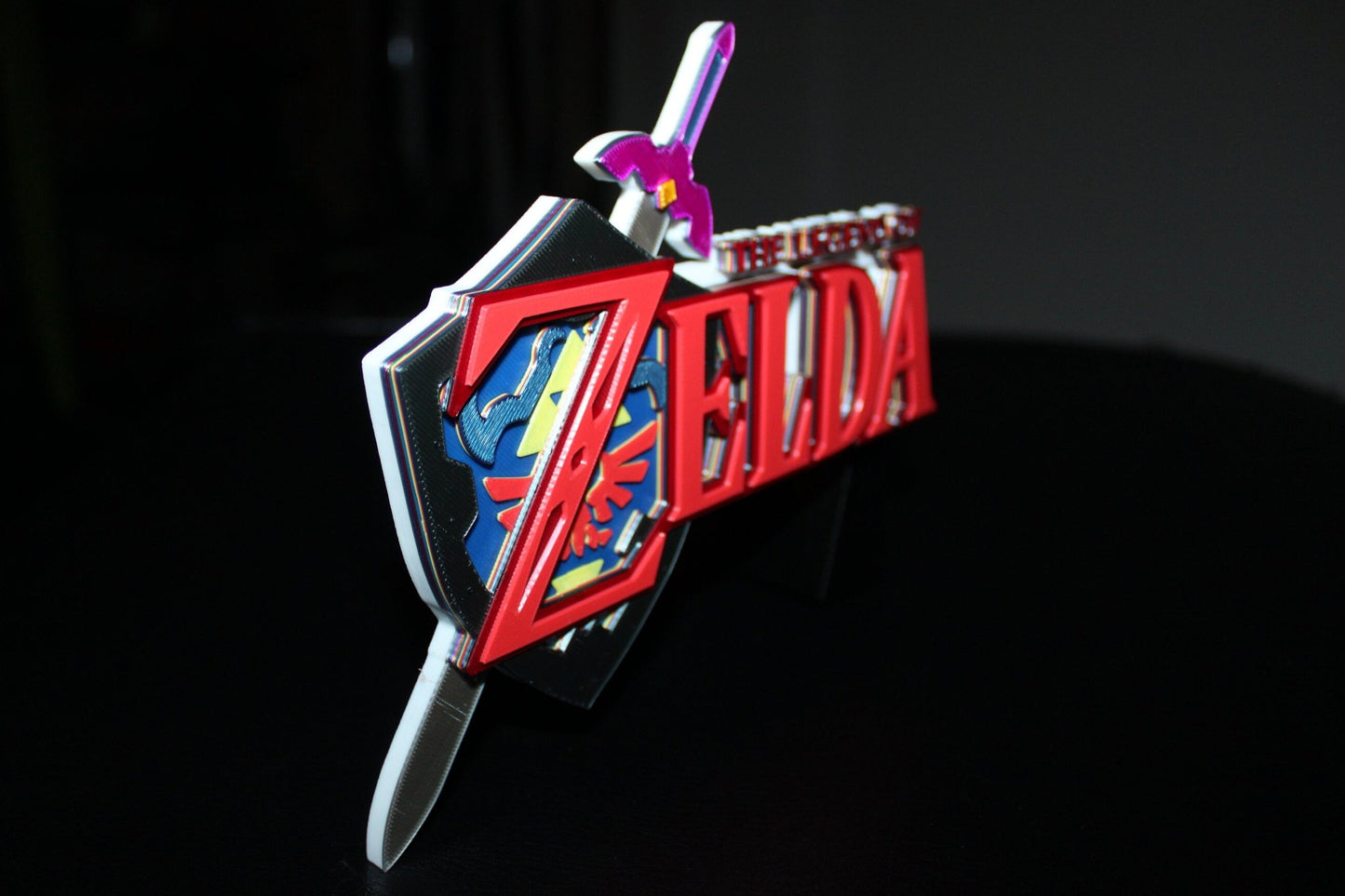 The Legend Of Zelda W/Shield 3D printed Logo Sign Wall Desk Shelf Art