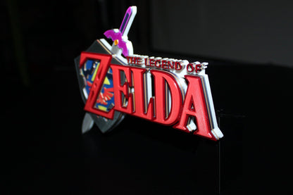 The Legend Of Zelda W/Shield 3D printed Logo Sign Wall Desk Shelf Art