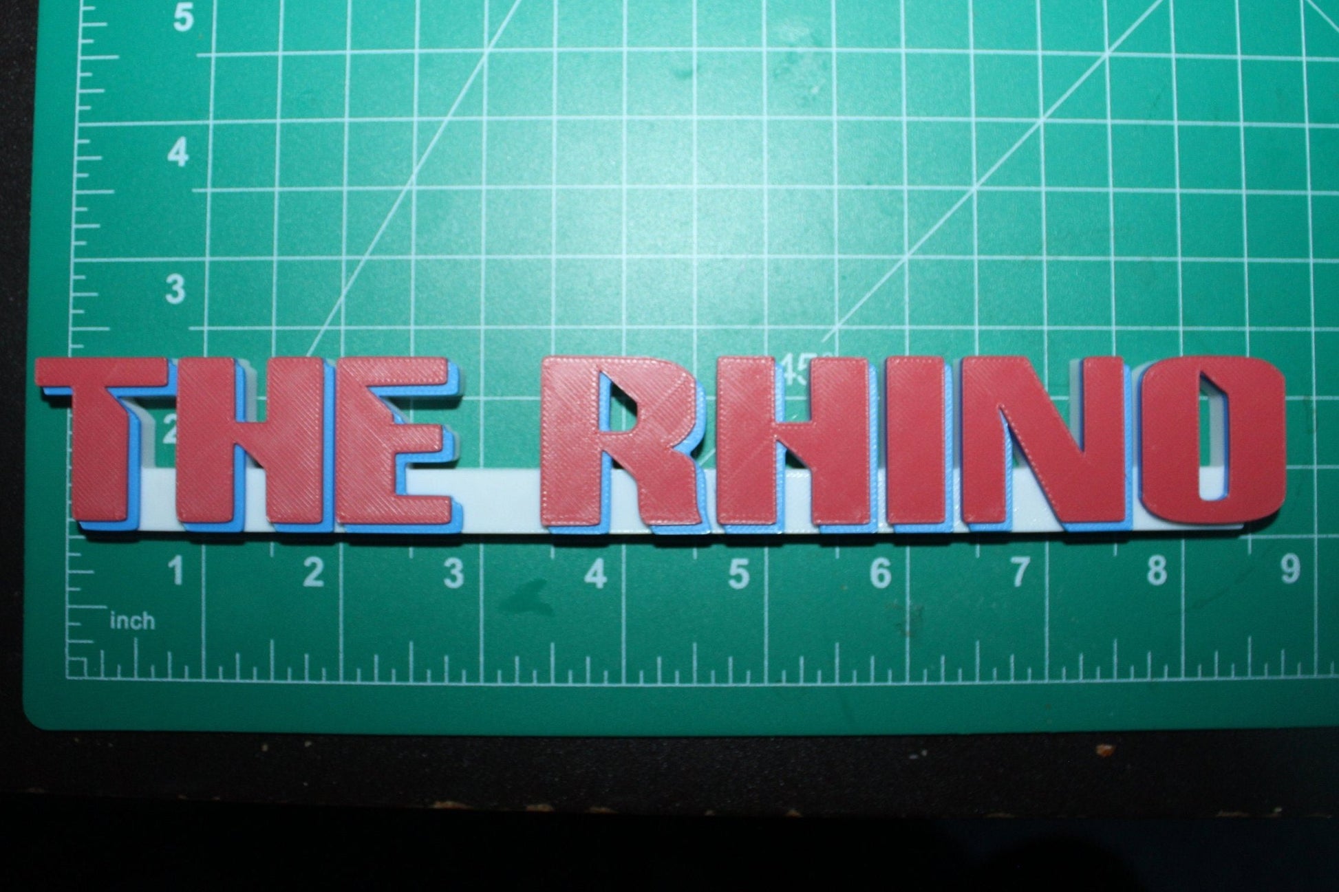 The Rhino 3D printed Comic Logo Art