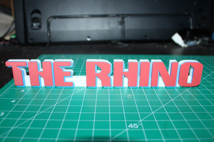 The Rhino 3D printed Comic Logo Art