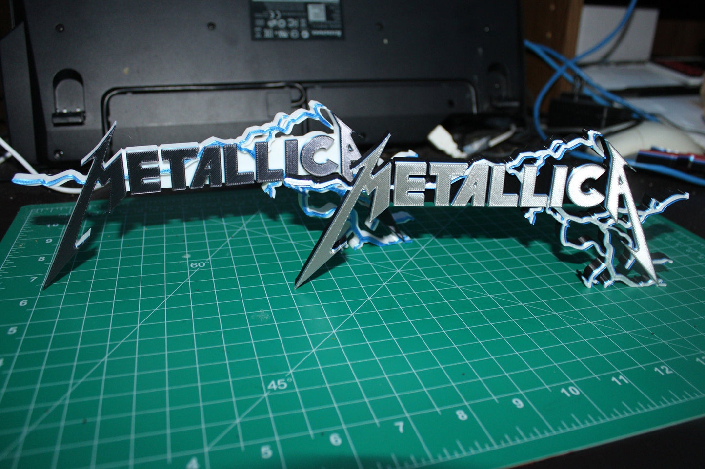 Metallica W Lighting Strike 3D Printed Logo Art