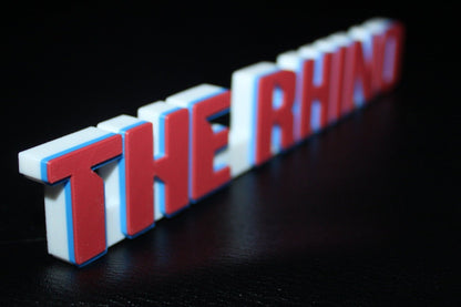 The Rhino 3D printed Comic Logo Art