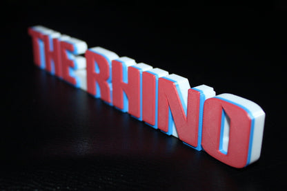 The Rhino 3D printed Comic Logo Art