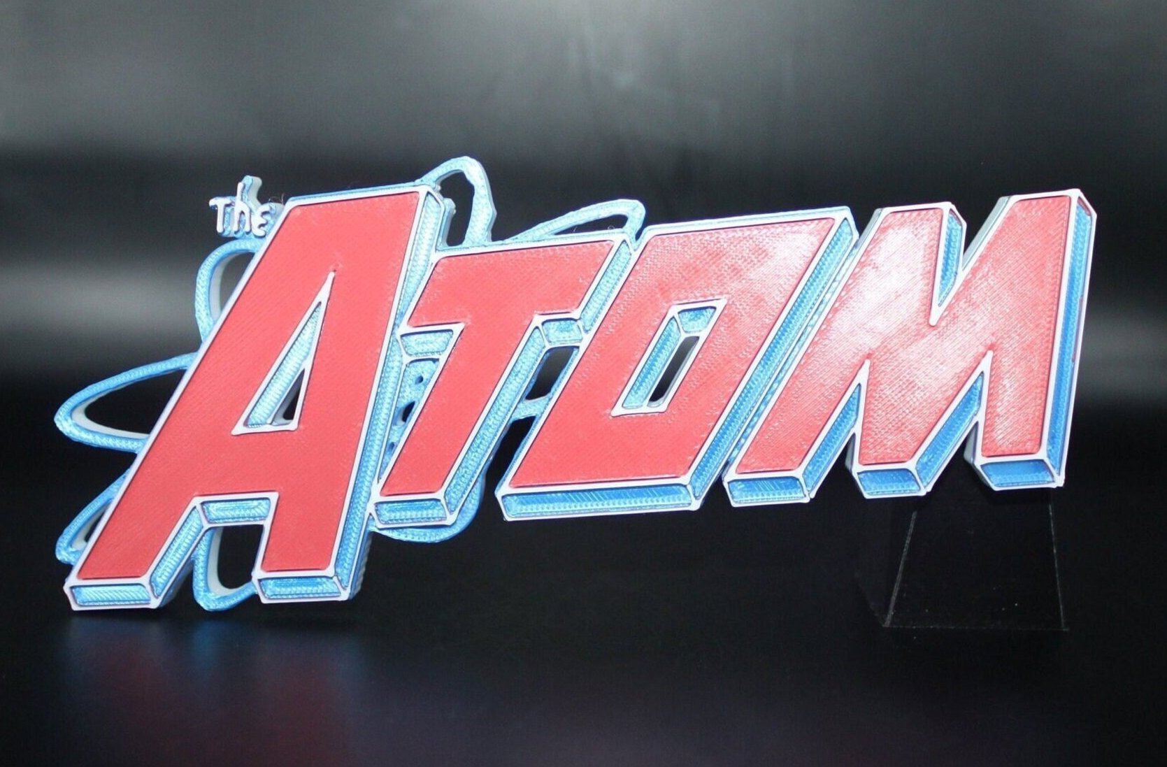 The Atom 3D printed Comic Logo Art