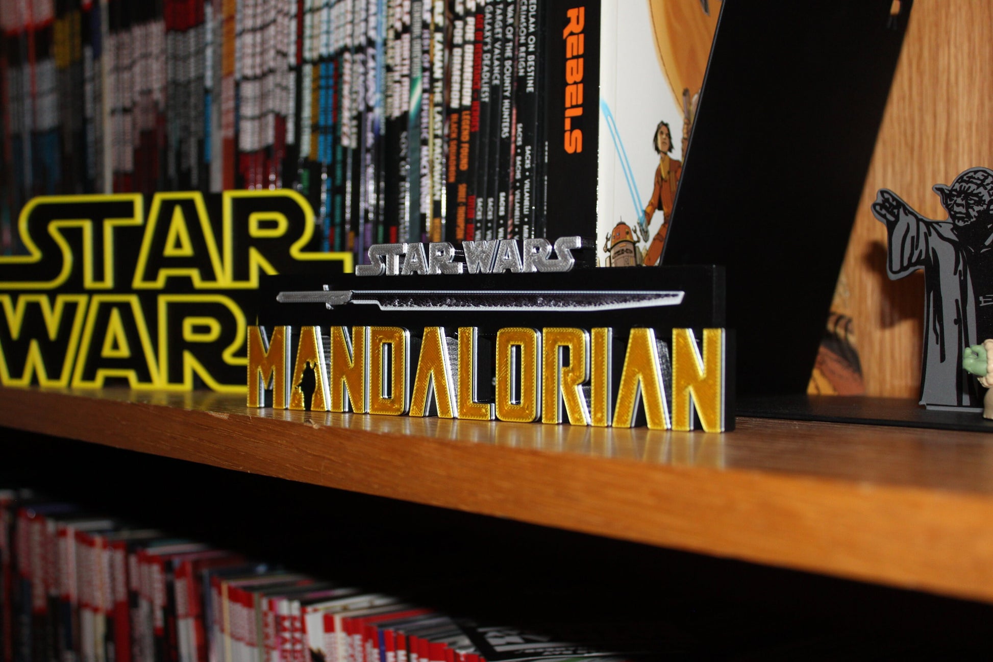 Mandalorian w/Darksaber 3D printed Logo Art