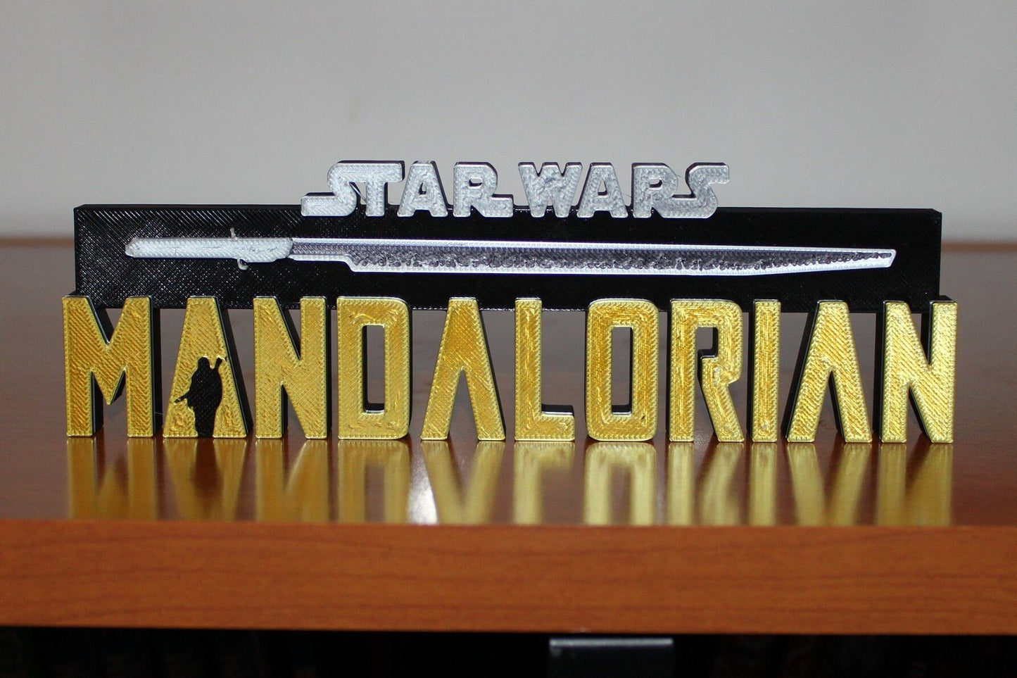 Mandalorian w/Darksaber 3D printed Logo Art