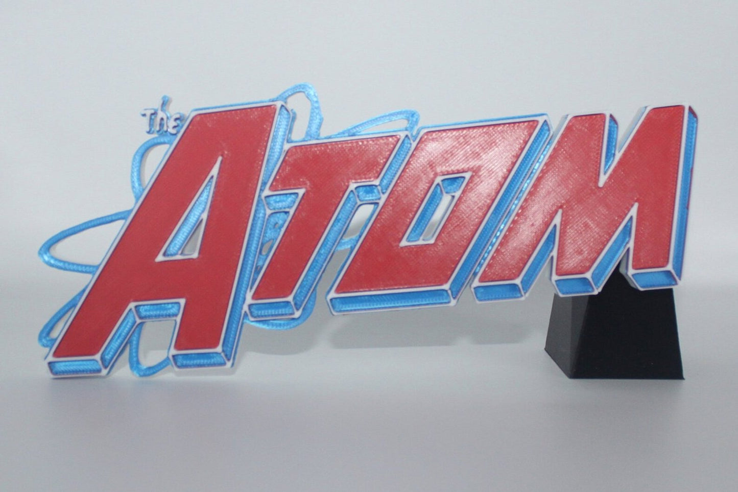 The Atom 3D printed Comic Logo Art