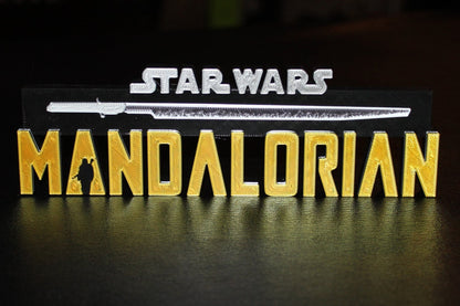 Mandalorian w/Darksaber 3D printed Logo Art