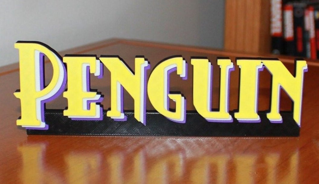 Penguin 3D printed Comic Logo Art