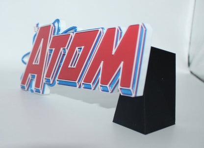 The Atom 3D printed Comic Logo Art