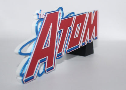 The Atom 3D printed Comic Logo Art