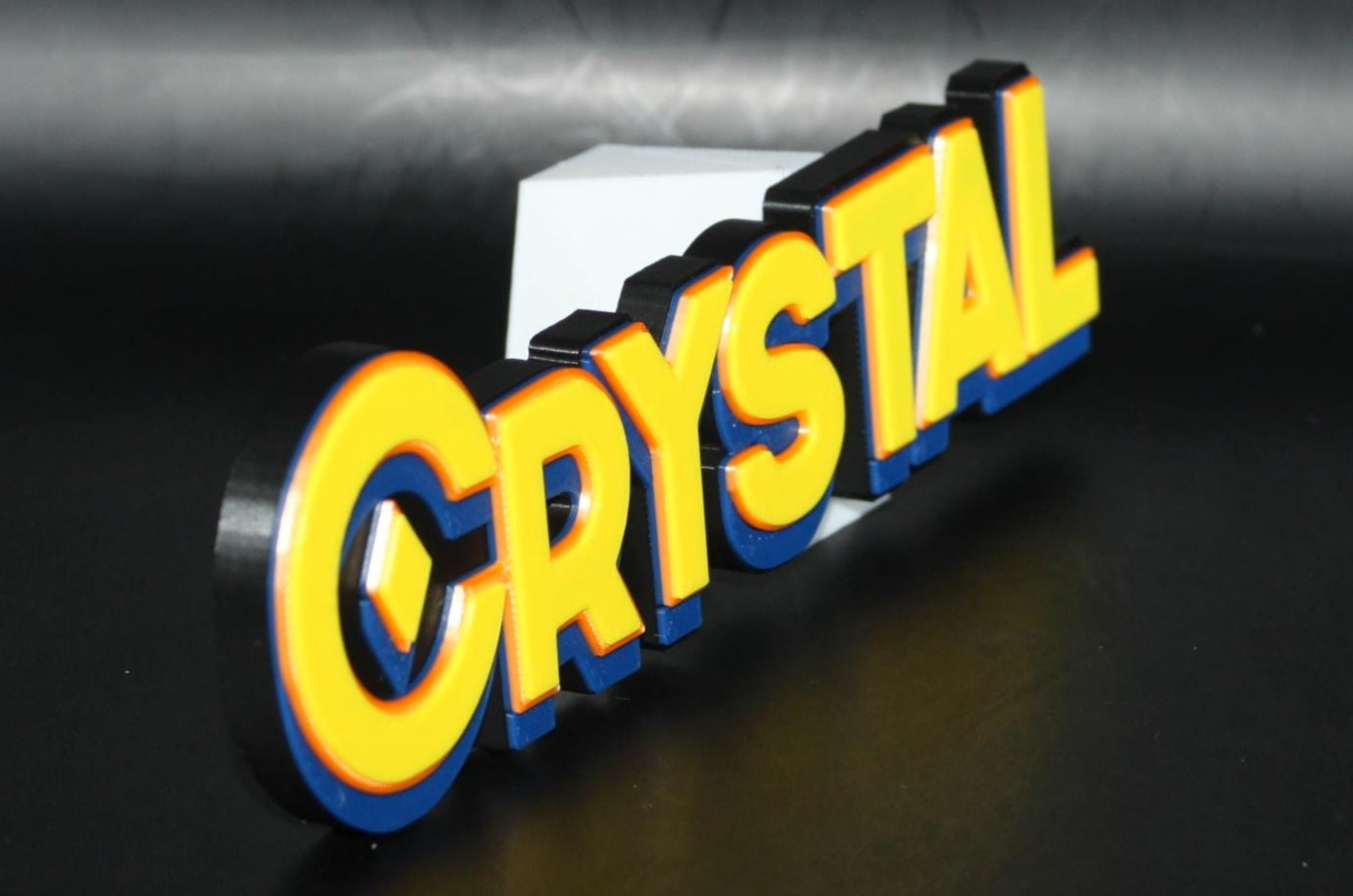 Crystal 3D printed Comic Logo Art