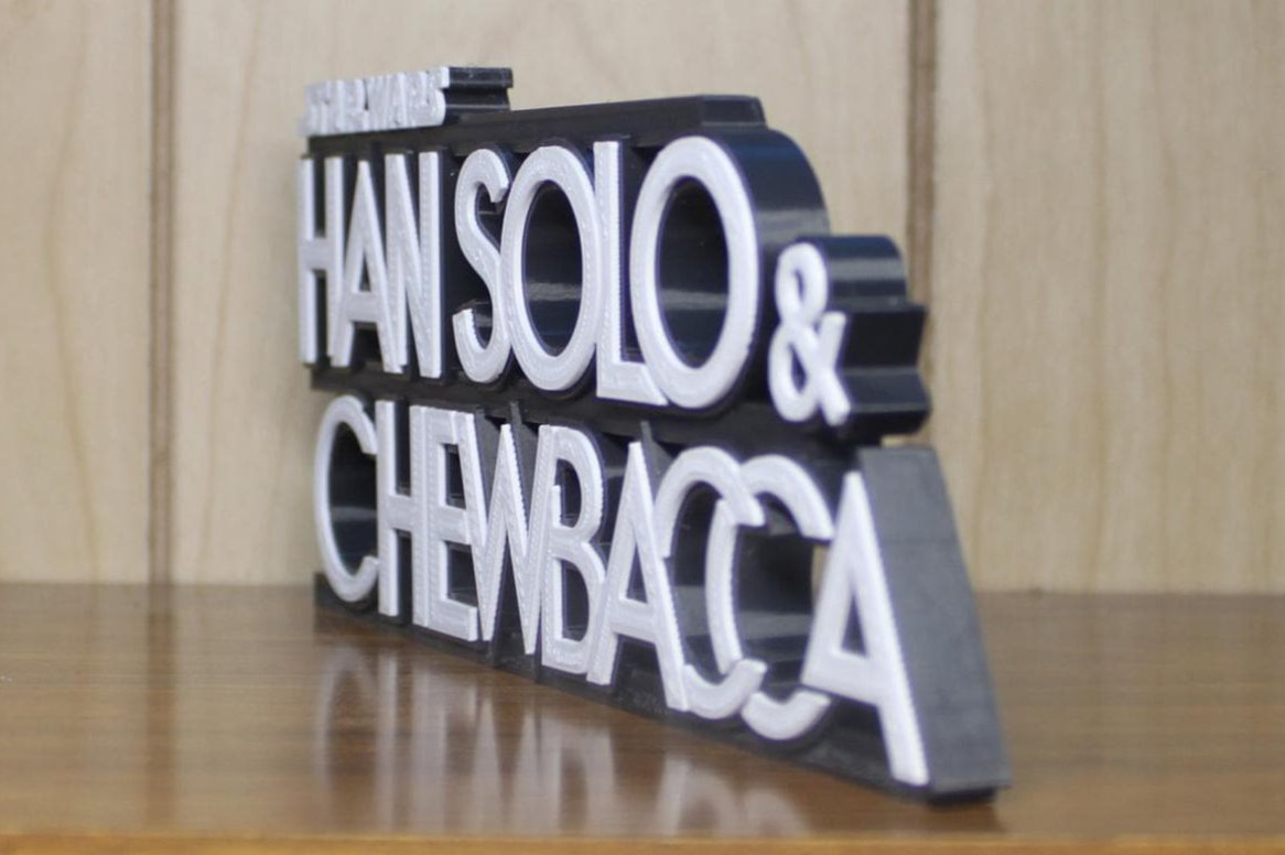 Han Solo & Chewbacca 3D printed Logo Art