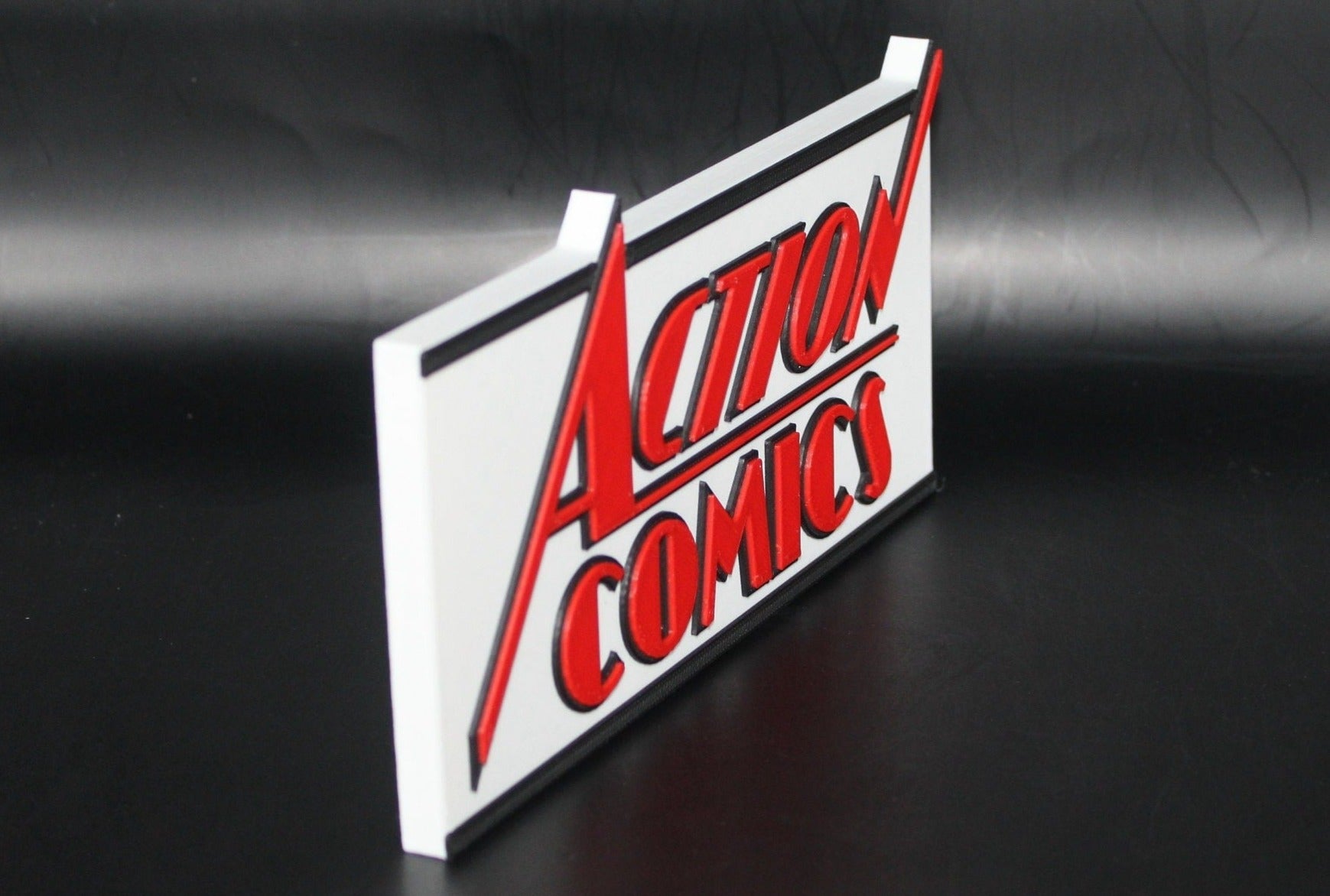 Action Comics 3D printed Logo Sign Wall Desk Shelf Art – WindyCity3D