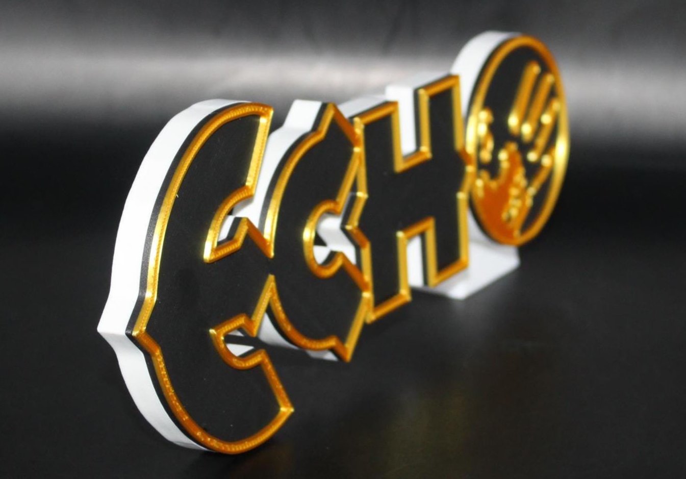 Echo 3D printed Comic Logo Art