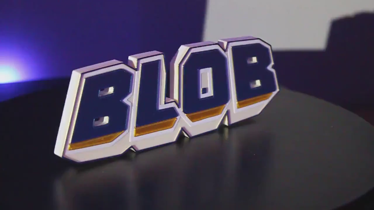 Blob 3D printed Comic Logo Art