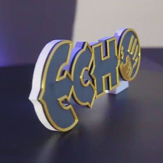 Echo 3D printed Comic Logo Art