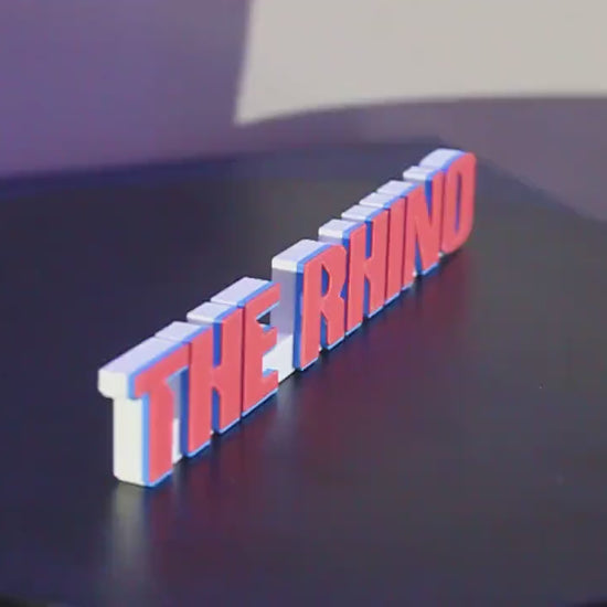 The Rhino 3D printed Comic Logo Art