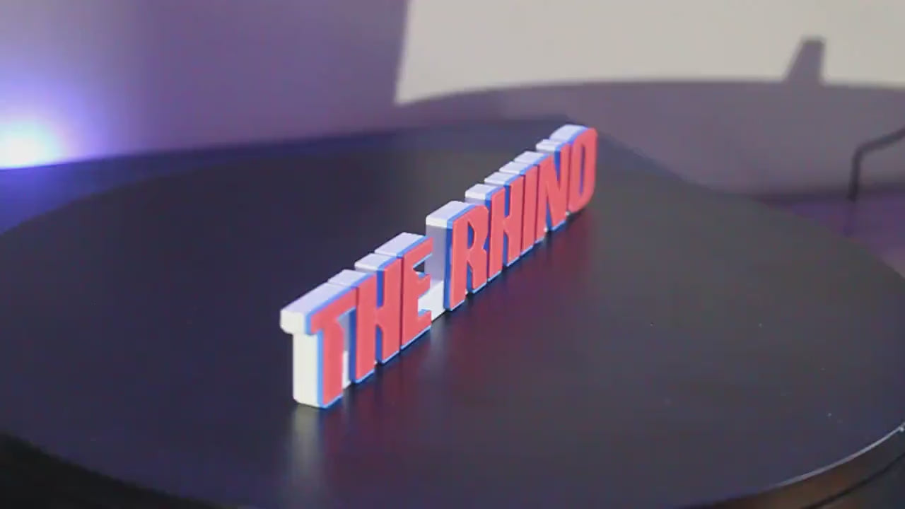 The Rhino 3D printed Comic Logo Art