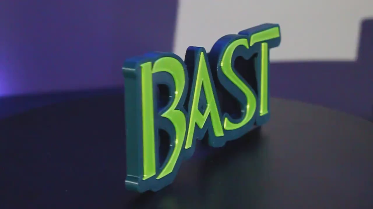 Bast 3D printed Comic Logo Art