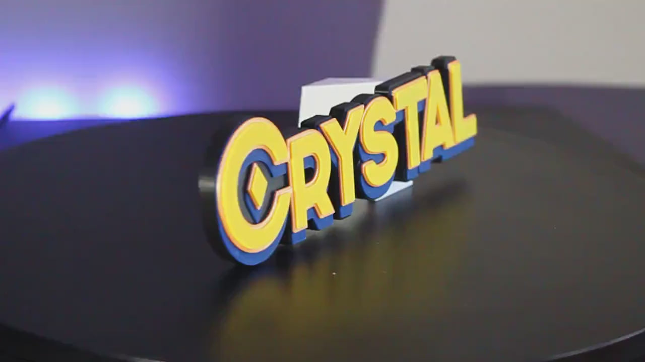 Crystal 3D printed Comic Logo Art