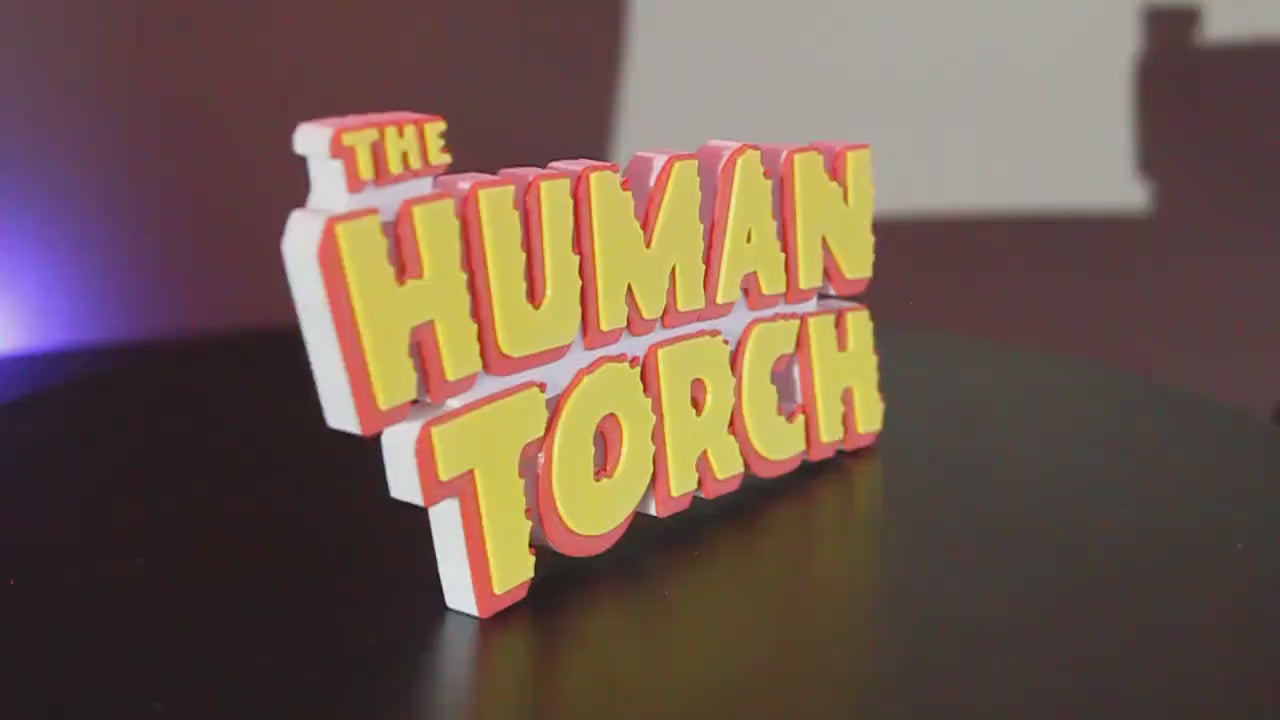 Human Torch 3D printed Comic Logo Art