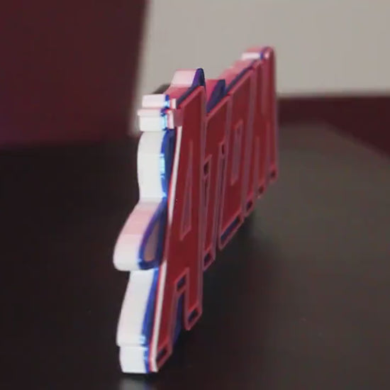 The Atom 3D printed Comic Logo Art