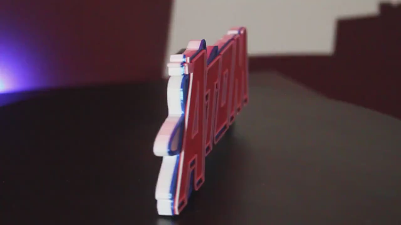 The Atom 3D printed Comic Logo Art