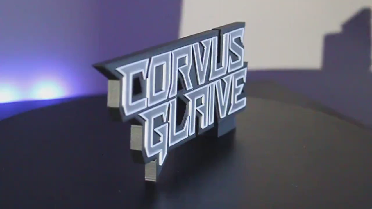 Corvus Glaive 3D printed Comic Logo Art