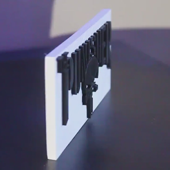 Punisher 3D printed Comic Logo Art - Rectangle Base