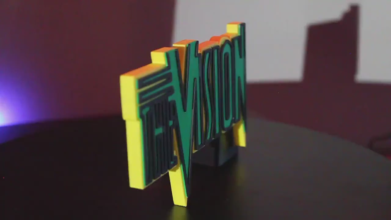 Vision 3D printed Comic Logo Art