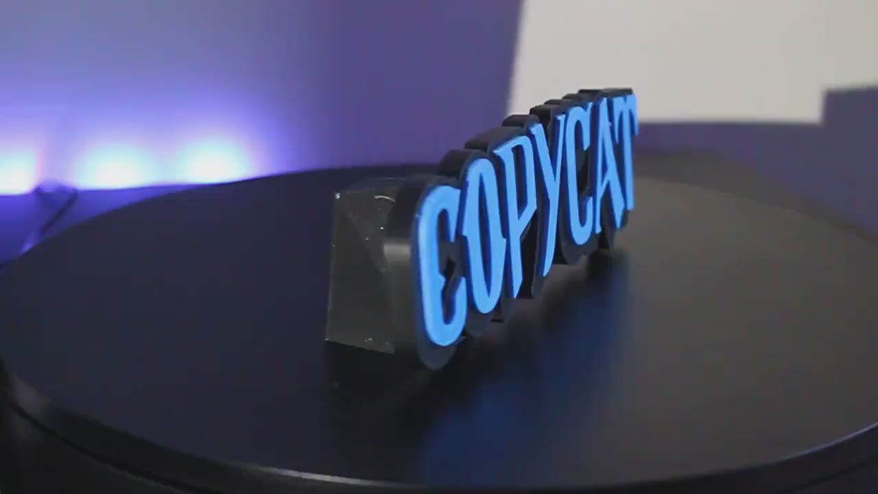 Copycat 3D printed Comic Logo Art