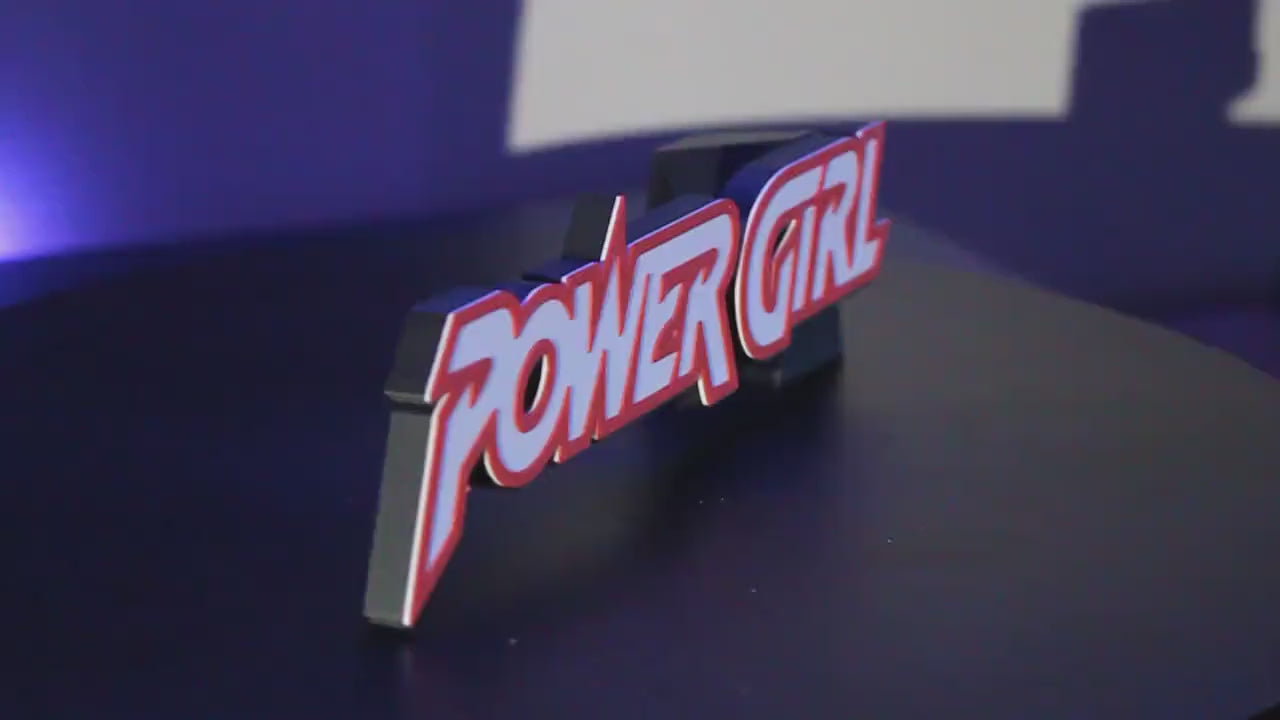 Power Girl 3D printed Logo Sign Wall Desk Shelf Art – WindyCity3D
