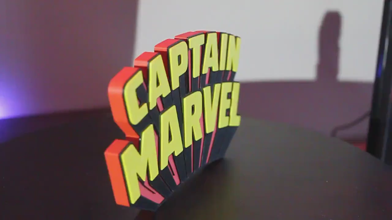 Captain Marvel 3D printed Comic Logo Art